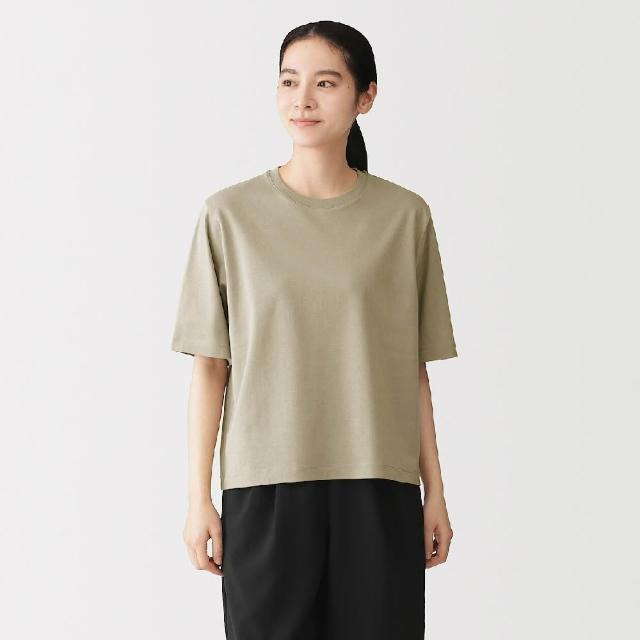 【MUJI 無印良品】女涼感圓領寬版短袖T恤(白色/淺灰/墨灰/黑色/淺粉/淺黃/煙燻綠/煙燻藍)