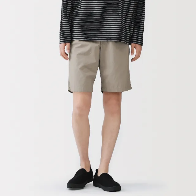 【MUJI 無印良品】男水洗平織布舒適短褲(墨灰/黑色/米色/煙燻粉/卡其綠/煙燻藍/深藍/灰棕)