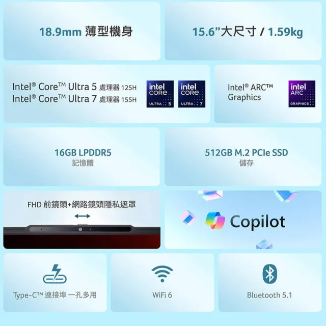 【Acer 宏碁】15.6吋 Ultra 7輕薄AI觸控筆電(Aspire Lite/AL15-74T-73FU/CU7-155H/16G/512G/W11)