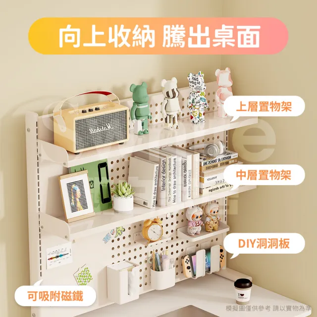 【靚白家居】設計師電腦桌  100公分 洞洞板款 白色 木色(電競桌 電腦桌 工作桌 化妝台 書桌 餐桌)