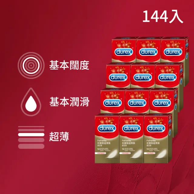【Durex 杜蕾斯】超薄裝衛生套12盒(共144入 保險套/衛生套/避孕套/安全套/避孕/保險套推薦)