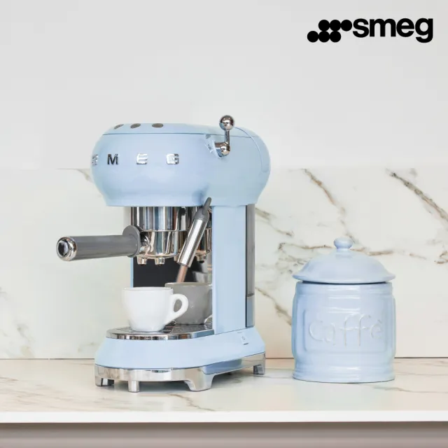 【SMEG】義大利半自動義式咖啡機-粉藍色(ECF01PBUS)