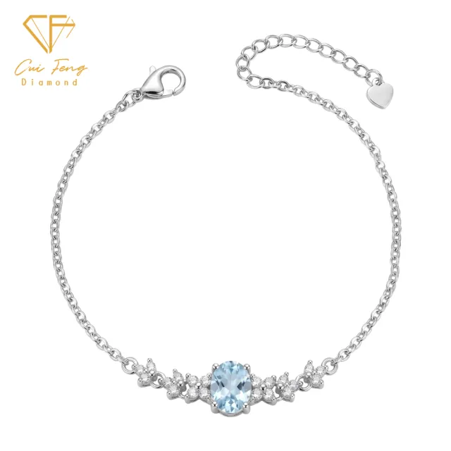 【CF Diamond】手鍊 天然海藍寶石 雙11 1克拉《冰蔓》(鑽石 手鏈 求婚 生日禮物)