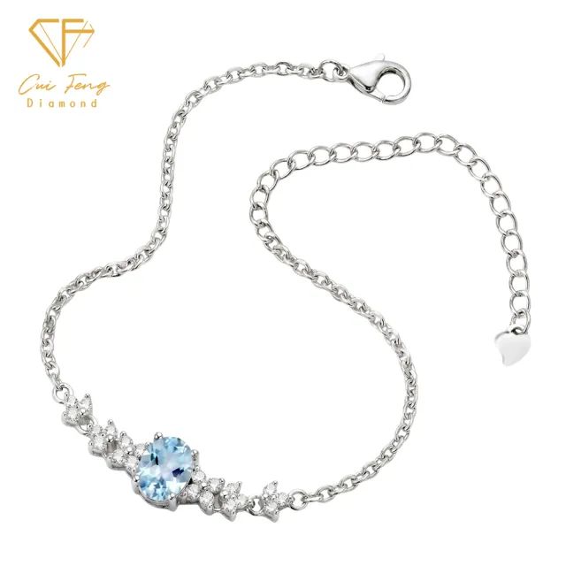 【CF Diamond】手鍊 天然海藍寶石 雙11 1克拉《冰蔓》(鑽石 手鏈 求婚 生日禮物)