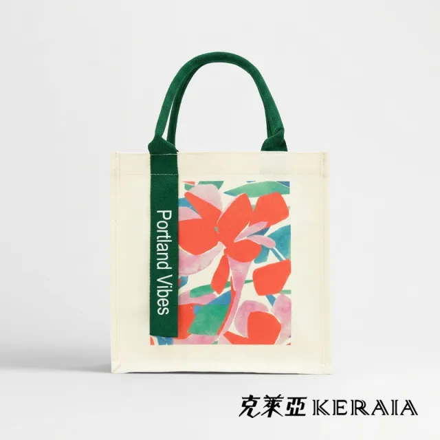 【KERAIA 克萊亞】魅力價-春花漫舞彩繪印花帆布袋(大)