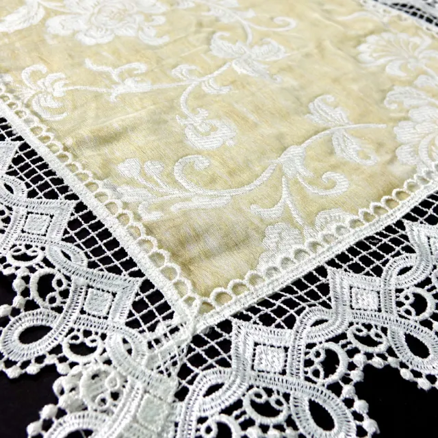 【LASSLEY】歐式蕾絲桌巾小桌巾43x60cm(花邊桌布 裝飾 桌墊 檯布 茶几 小桌 櫃巾 斗櫃 軟裝 台灣製造)