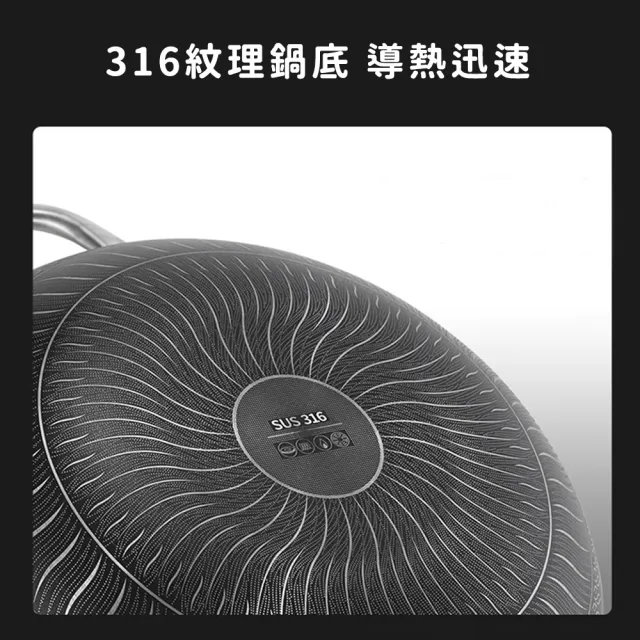 【鍋太后】316不鏽鋼蜂巢炒鍋/內外不沾鍋/單柄帶玻璃蓋(32cm)