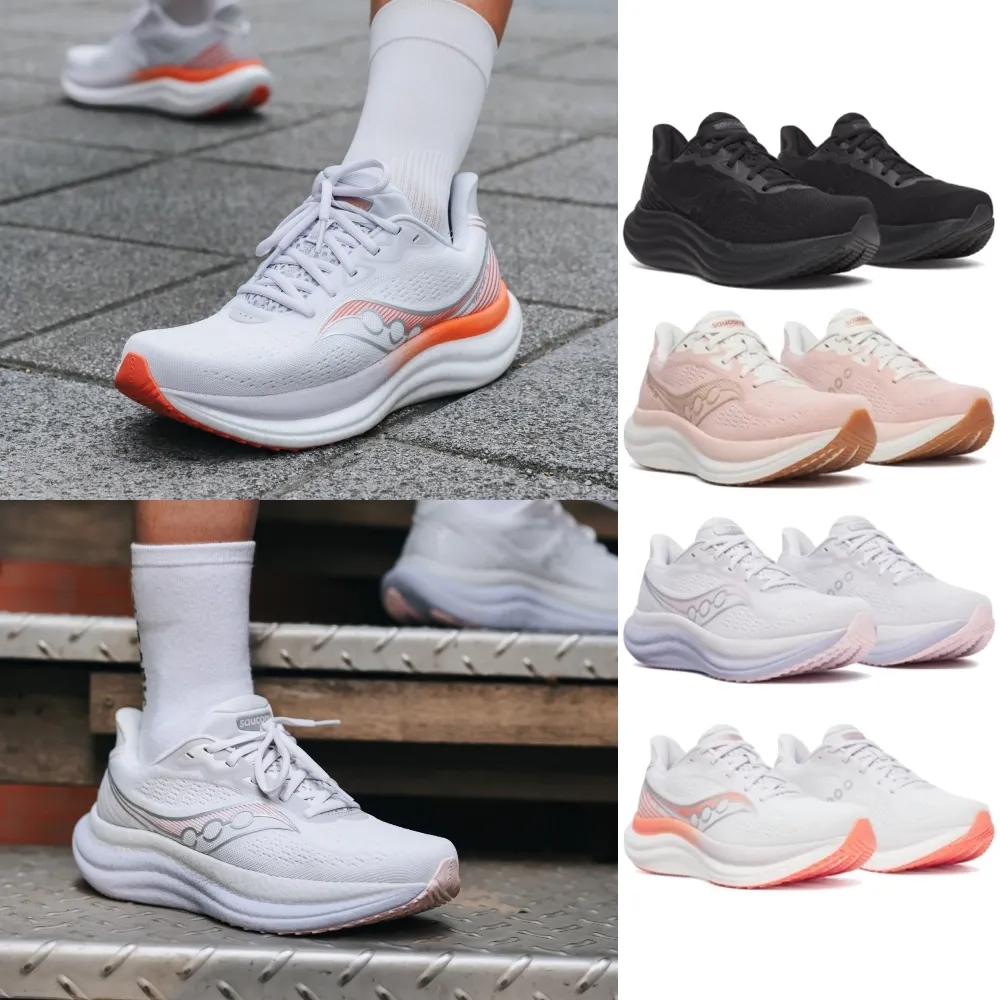 【SAUCONY 索康尼】TRIUMPH 23 女款 慢跑鞋 一般楦(S11023-201-203-233-243 黑 粉白 白紫 白橘 緩衝 避震)