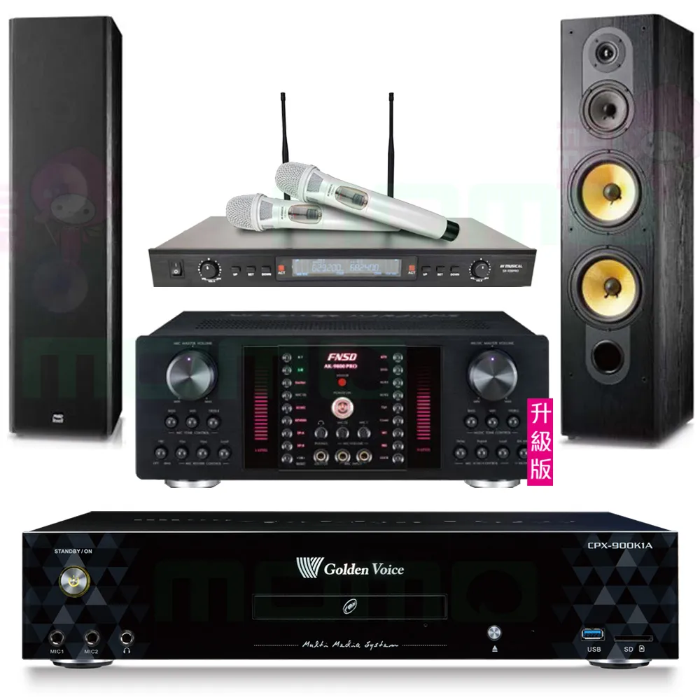 【金嗓】CPX-900 K1A+AK-9800PRO+SR-928PRO+FNSD SD-803N(4TB點歌機+擴大機+無線麥克風+喇叭)