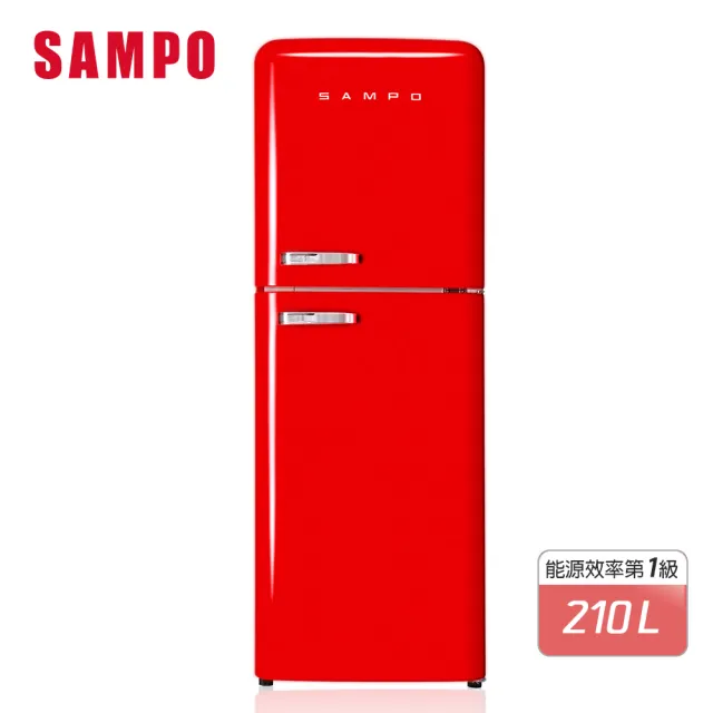 【SAMPO 聲寶】家電快配★210公升歐風復古美型一級變頻雙門冰箱(SR-C21D(R))