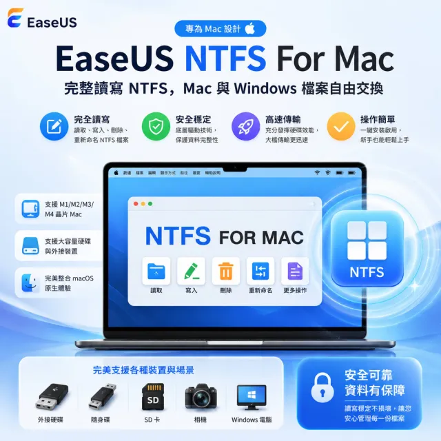 【EaseUS】NTFS For Mac-擴充MAC硬碟空間軟體(終身版)