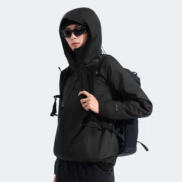 【The North Face】北面女款黑色DryVent防水透氣衝鋒衣｜8EYGJK3(外套)