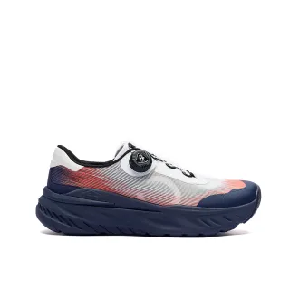【Clarks】男鞋 微風跑-Zeph Run Rad織物旋鈕扣輕量厚底運動鞋 休閒鞋 增高鞋(深藍/橘色)(CLM87366C)