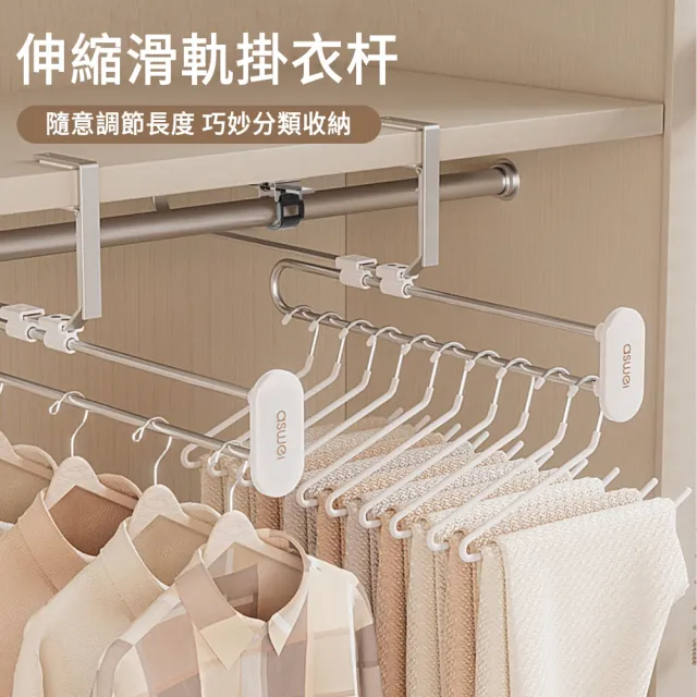 【MUAN】抽拉式伸縮滑軌頂裝衣架 衣櫃掛衣桿 吊衣架 櫥櫃內伸縮褲架 縱向軌道掛衣架 櫥櫃通用