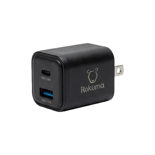 Rokuma 30W GaN 氮化鎵2孔PD快充充電器(ROPD30-B/ROPD30-W)