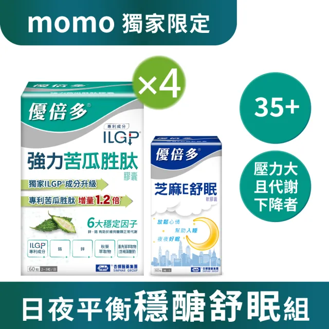 【YouBest 優倍多】強力苦瓜胜膠囊4入+芝麻E舒眠軟膠囊1入