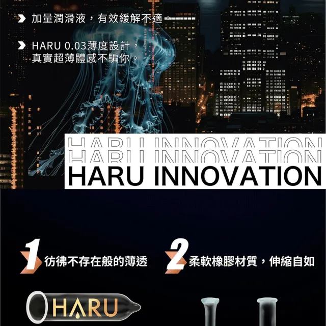 【HARU 含春】XOXO 0.03激薄衛生套4入/盒(激薄體驗 保險套 安全套)