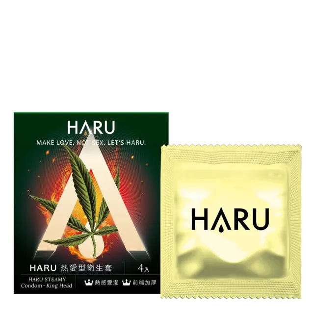【HARU 含春】STEAMY KING HEAD熱愛型保險套4入/盒(熱感加厚 前端加厚 安全套 衛生套)