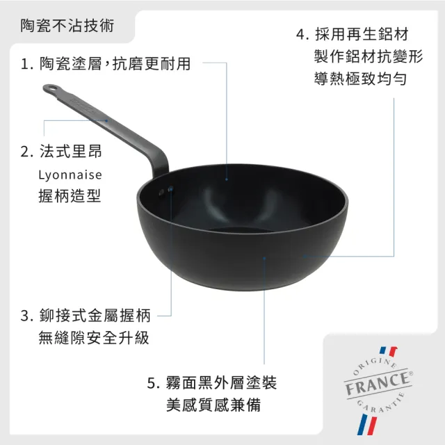 【de Buyer 畢耶】Ceranoa系列 陶瓷高效能深炒不沾鍋28cm-適用IH爐