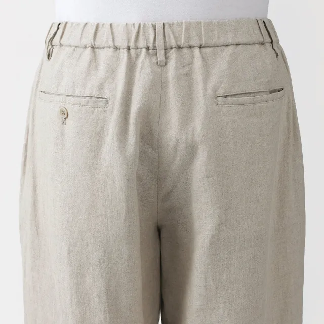 【MUJI 無印良品】男亞麻水洗錐形褲(黑色/原色/深藍)