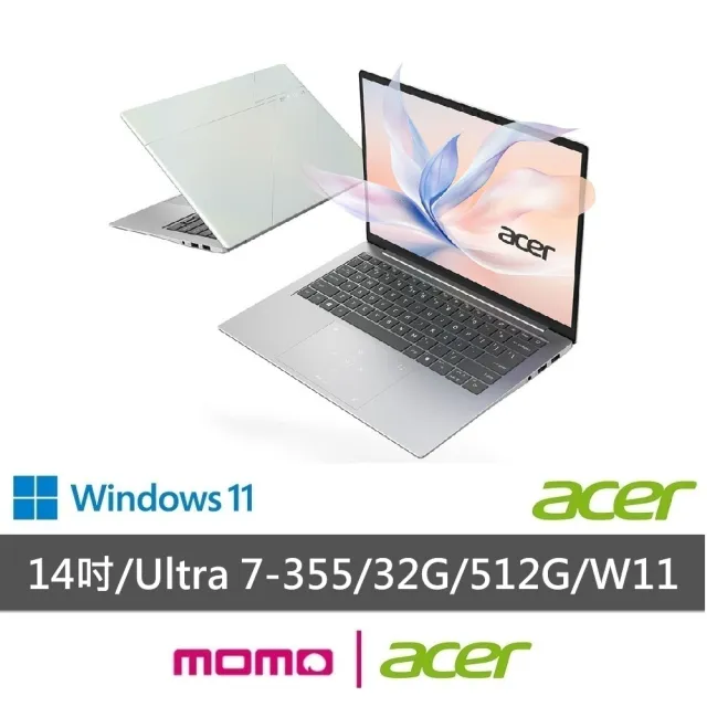 【Acer】微軟M365組★14吋999g極輕薄OLED AI筆電(Swift Edge/SFE14-I51-77SW/Ultra 7-355/32G/512G/W11)