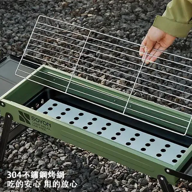 【銘利萊】戶外燒烤架 燒烤爐子 可折疊燒烤架 不鏽鋼烤網 雙翼折疊爐 碳烤爐 烤肉爐子