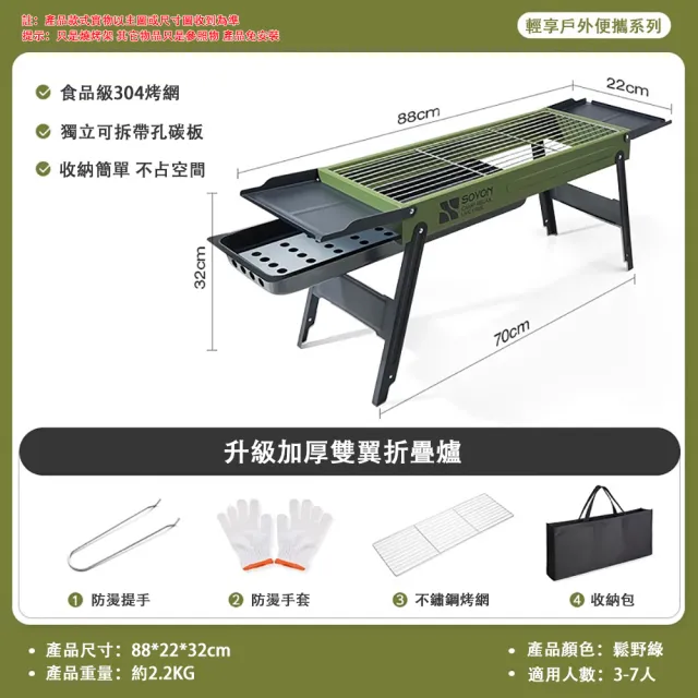 【銘利萊】戶外燒烤架 燒烤爐子 可折疊燒烤架 不鏽鋼烤網 雙翼折疊爐 碳烤爐 烤肉爐子