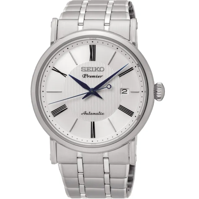 【SEIKO 精工】Premier 經典羅馬超薄機械錶-40mm 情人節 送禮(4R35-01C0S/SRPA17J1)