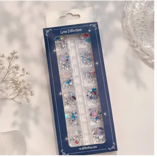 【withshyan】韓系美甲寶石鑽飾套組｜12格混搭水鑽盒彩｜DIY凝膠美甲裝飾材料｜指甲貼鑽配件