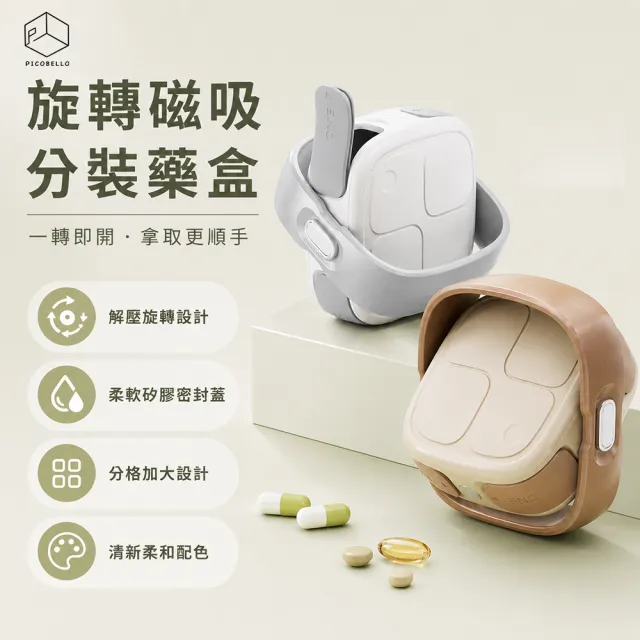 【picobello】旋轉磁吸分裝藥盒 磁吸 旋轉 矽膠