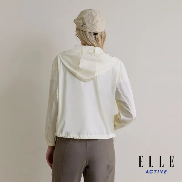 【ELLE ACTIVE】女款 輕薄防曬連帽夾克外套-牙白色(EA26S3W6101#91)