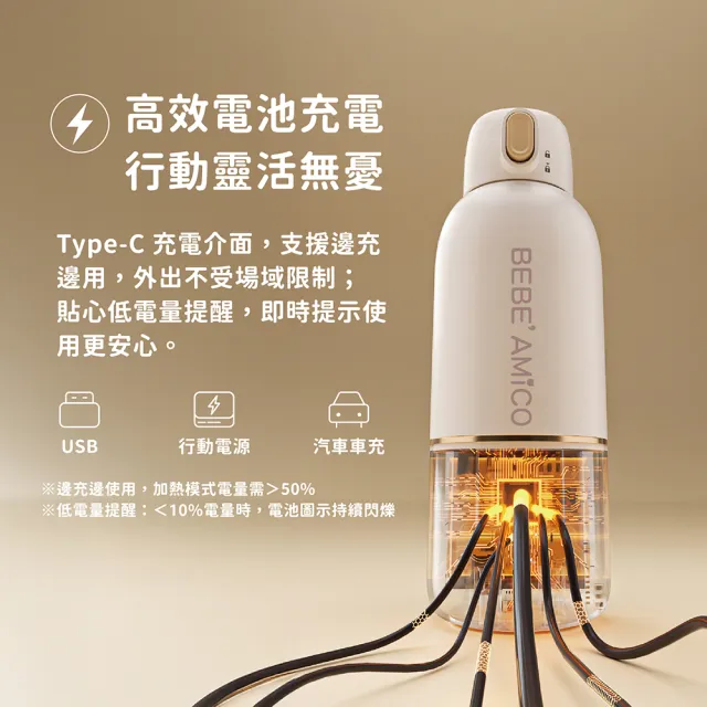 【BEBE Amico】不鏽鋼智能溫控恆溫保溫瓶350ml(母嬰用品/外出/出國旅遊/寶寶泡奶好幫手)
