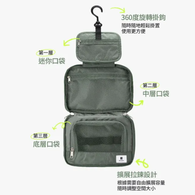 【Branden】雙11 韓國官方授權｜旅行吊掛擴展型三層盥洗包(小巧收納、三層結構、自由變化)