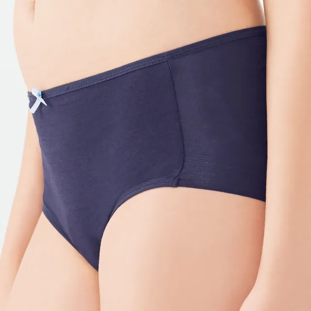 【Gennies 奇妮】哺乳內衣褲成套 牛奶紗深V軟鋼圈內衣 中腰內褲(孕婦內衣 上開扣 孕婦內褲 深藍 A38B62)