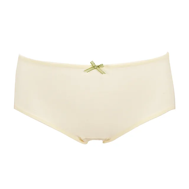 【Gennies 奇妮】哺乳內衣褲成套 牛奶紗深V軟鋼圈內衣 中腰內褲(孕婦內衣 上開扣 孕婦內褲 黃 A32B62)