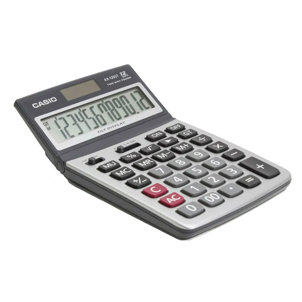 CASIO卡西歐】12位數雙電源可掀式商用計算機(AX-120ST) - momo購物網