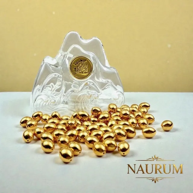 (NAURUM)黃金金豆純金金蛋0.05錢10入組附贈精美琉璃招財進寶收納瓶