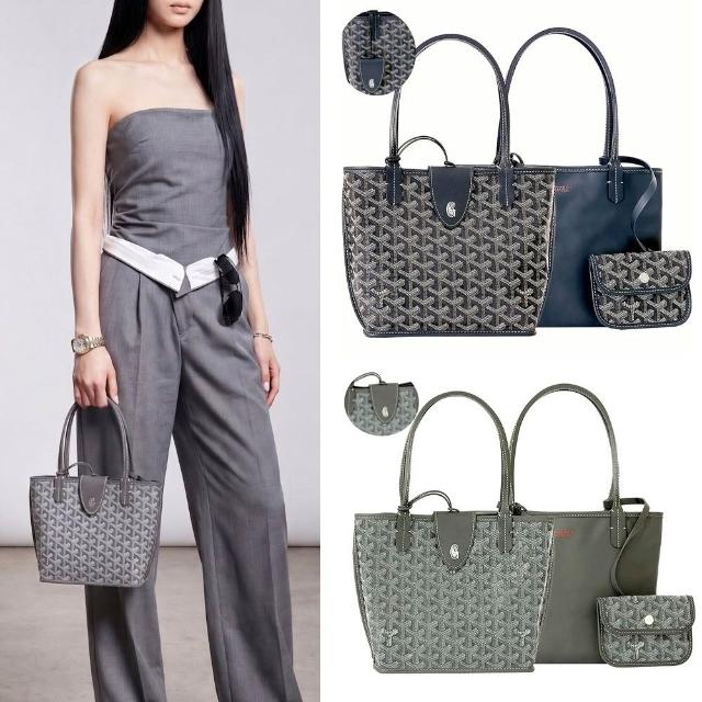 【GOYARD 高雅德】Anjou 迷你雙面款 磁吸皮扣 Y字防水帆布x牛皮托特包-2色可選