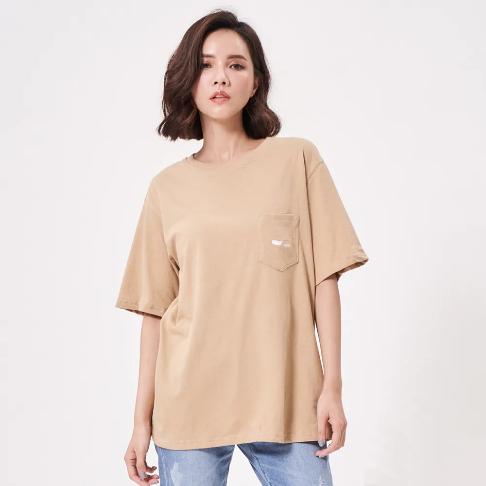【5th STREET】短袖 短t 上衣 t恤 TEE 有機棉 中性 卡其 奶茶色(570917)