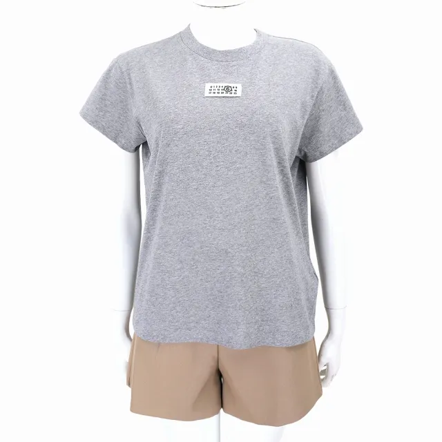 【MM6 MAISON MARGIELA】數字標籤圓領灰色純棉短袖TEE T恤