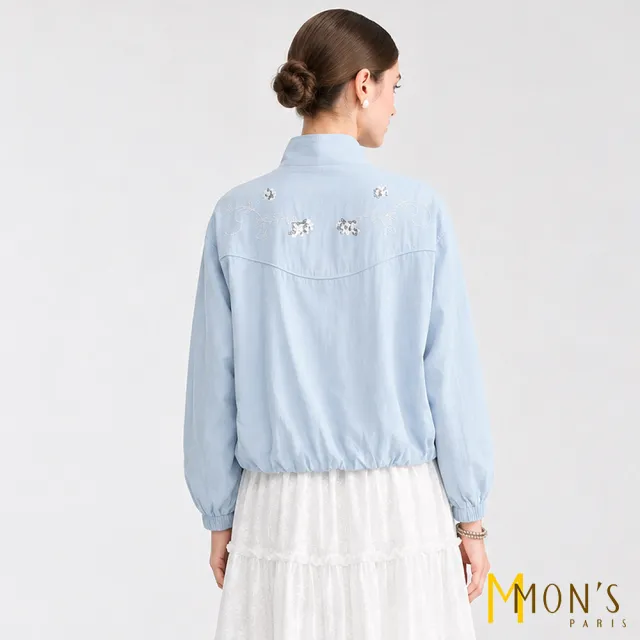【MON’S】落肩袖亮片刺繡花卉外套 (2色任選)