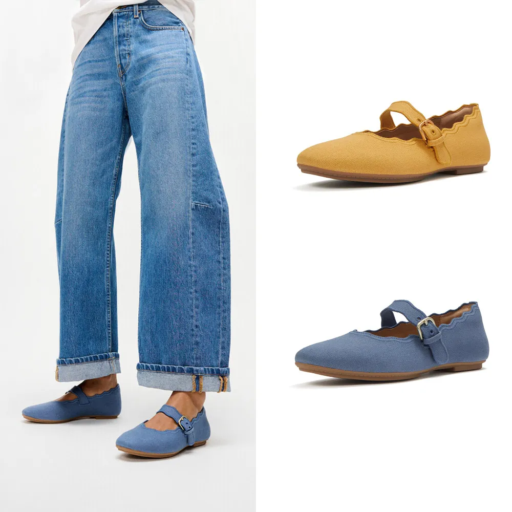 【FitFlop】DELICATO 波浪邊帆布瑪麗珍鞋-女(兩色)