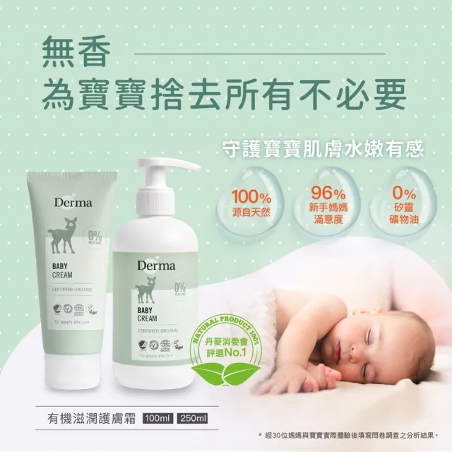 【Derma 丹麥德瑪】寶寶有機滋潤護膚霜 100ml(寶寶護膚、乳液)