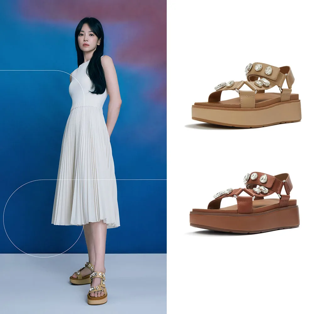 【FitFlop】GEN-FF MAX 寶石皮革後帶涼鞋-女(2色)