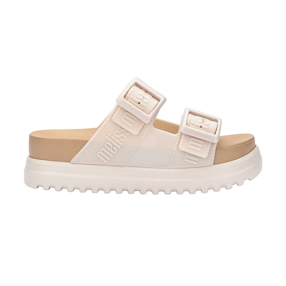 【Melissa】LOGO雙扣帶厚底拖鞋(米色)