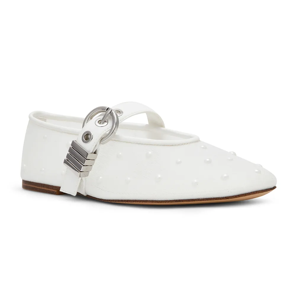 【steve madden】透膚波點鉚釘瑪莉珍鞋 LUCIA-ST(白色)