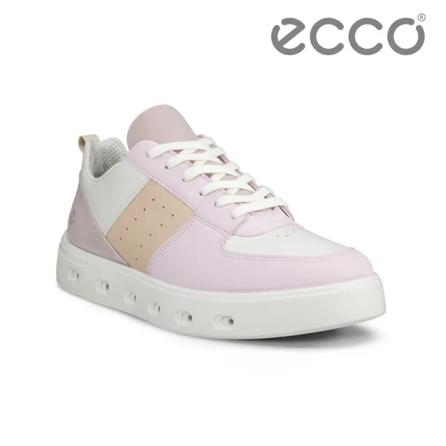 【ecco】STREET 720 W 街頭趣闖防水皮革休閒鞋 女鞋(玫瑰粉/白色/冰紫粉/裸色 20971361671)
