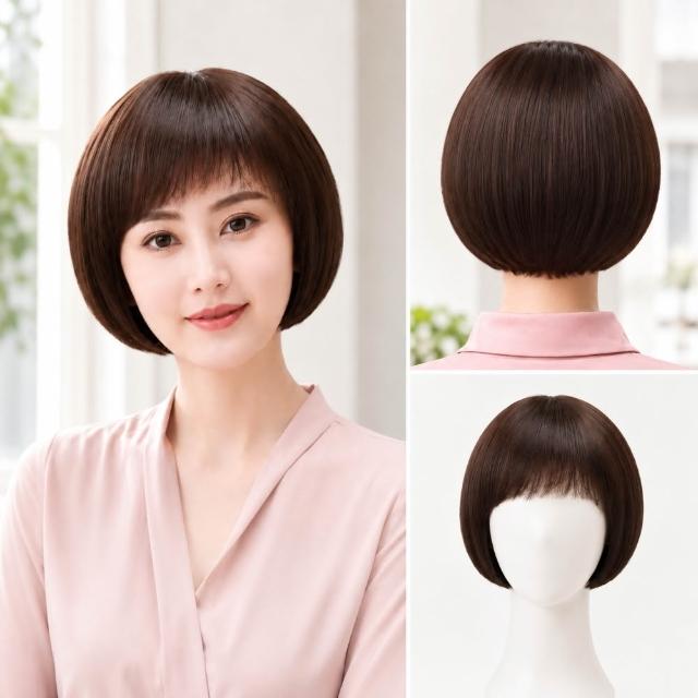 【LEEHER】自然假髮/女生假髮/直髮假髮/波波頭假髮/髮片/真髮假髮/透氣假髮/短髮假髮/遮白髮/假髮