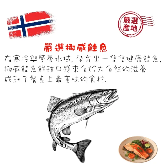 【海之醇】挪威優質鮭魚肚條-6包組(300g±10%/包)
