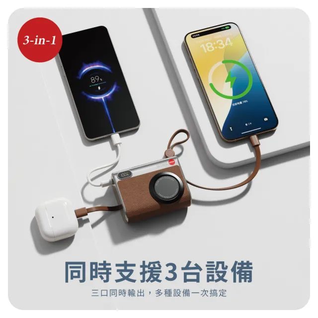 【SOTHING 向物】10000mAh快充行動電源 小相機 Type-c/Lightning(可上飛機 PD快充 自帶線 三口輸出)